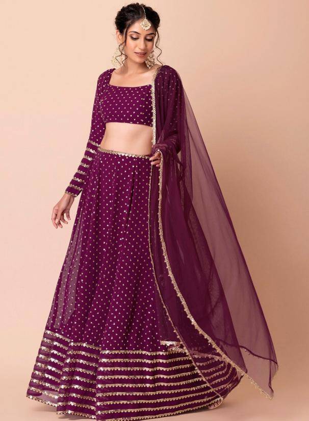 Zeel Clothing vol 27 georgette Wine Bridal lehenga choli in Kolkata